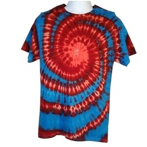 New Gildan Red and Blue Tie-Dye Shirt